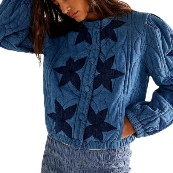 Sweaters - Women Quilted Jacket Lightweight Casual Floral Pattern Button Front Cardigan